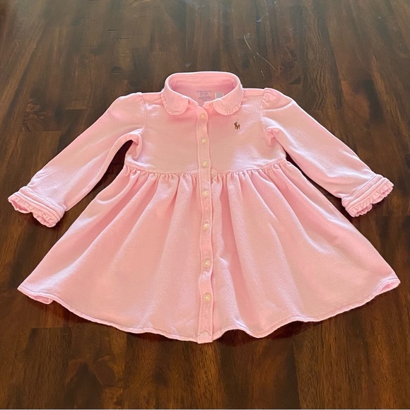Ralph Lauren Other - Ralph Lauren Long Sleeves Pique Pink Baby Dress